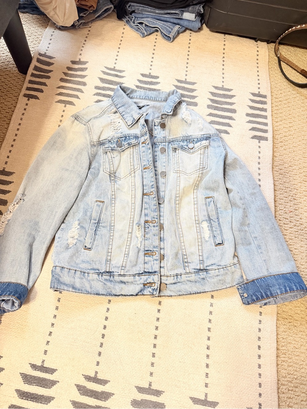 Kut from the Kloth Light Blue Distressed Denim Jacket